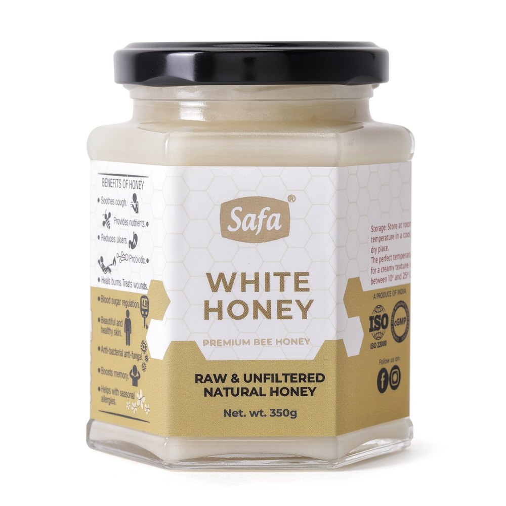 Safa Raw White Honey 350g, Packaging Type: Glass Jar img