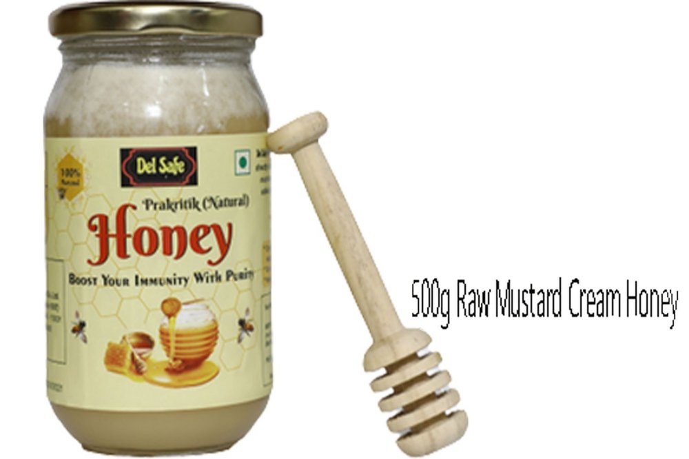 DelSafe Raw Mustard Cream Honey 500g, Packaging Type: Jar