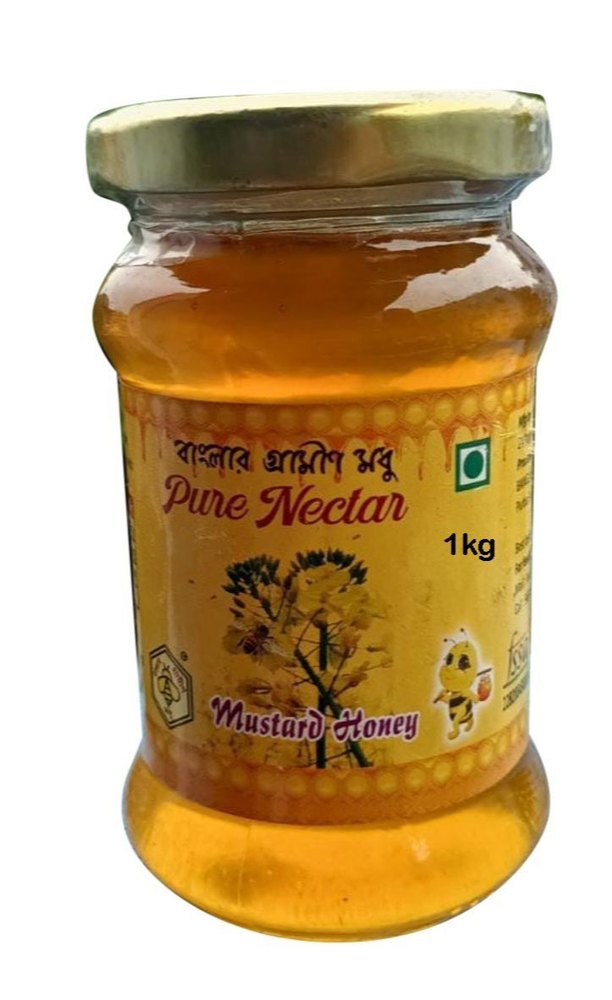 Pure Nectar Cool And Dry Place 1kg Mustard Honey, Packaging Type: Glass Jar