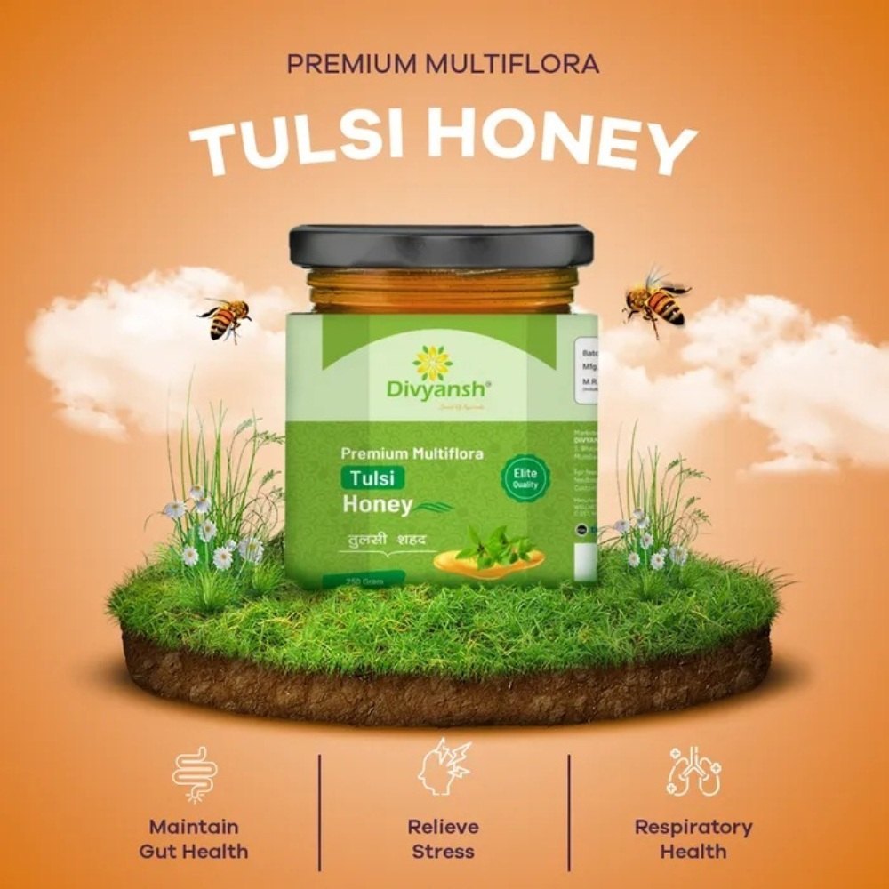 Divyansh Premium Multiflora Tulsi Honey, 250 Gm img