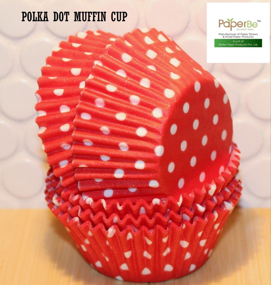 Red and White Polka Dots Muffin Cake Cups, Capacity: 10 g, Size: 50x50 mm