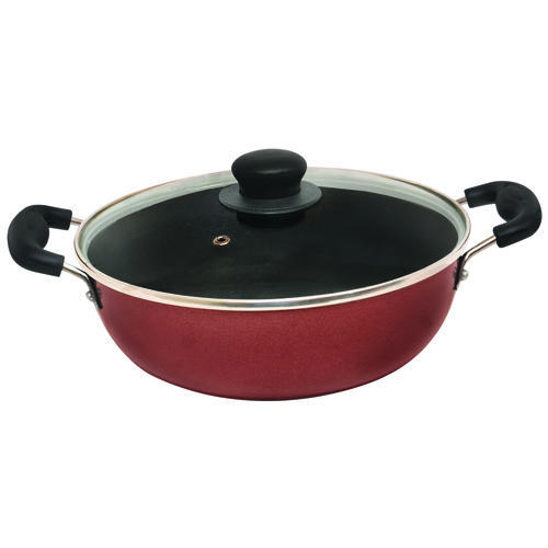 Red and Black Non Stick Deep Kadhai