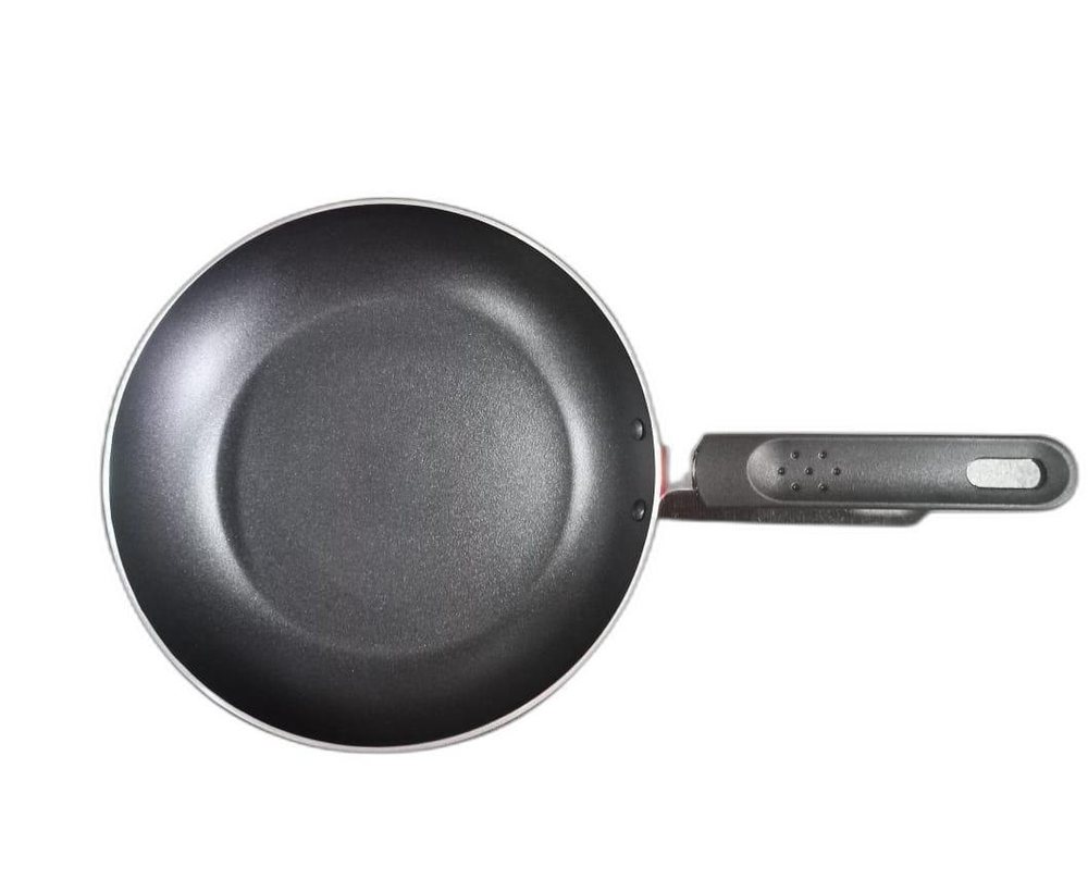 Polished Black and Red Aluminium Non Stick Fry Pan 24 Cm, Capacity: 800 Gram, Size: 11.5*2.6MM