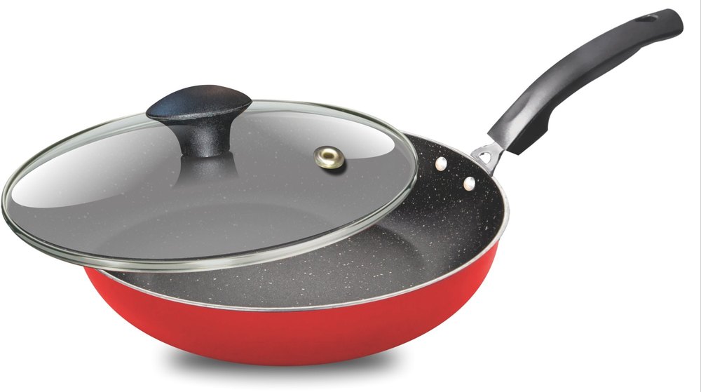 HOT & TUFF Red & Black Non-Stick Fry Pan, For Home Usage, Capacity: 2.6 Liter img