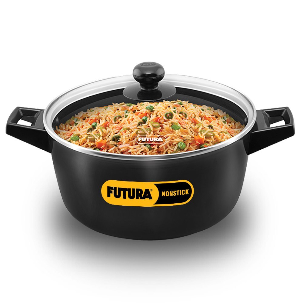 Non Stick Aluminium Futura 4 Litre Cook Serve Hard Anodised Lid Bowl, For Kitchen