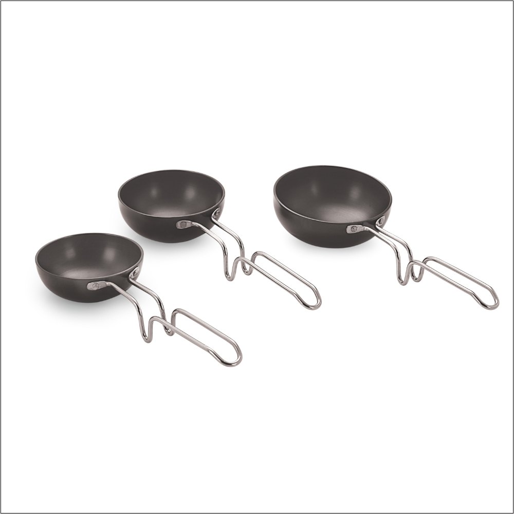 Aluminium Hard Anodized Tadka Pan Set, Round