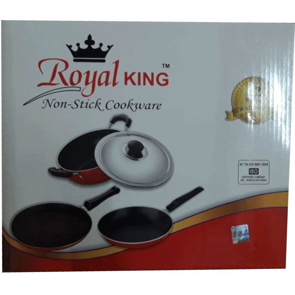 Aluminium Red and Black Royal King Nonstick Cookware Set, For Home