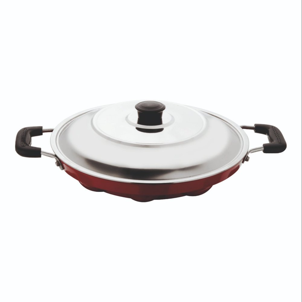 Aluminium Red and Black NON STICK APPAM PATRA, Capacity: 12 Cavity, Size: 12 Inch