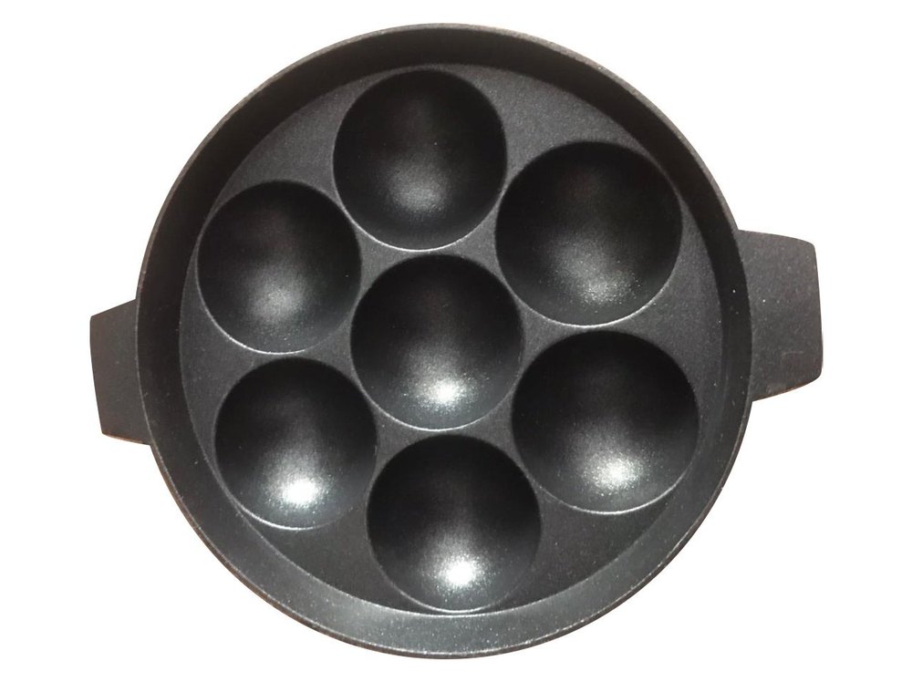 Aluminium Black Non Stick Paniyaram Pan, For Home, Size: 27x27x4cm