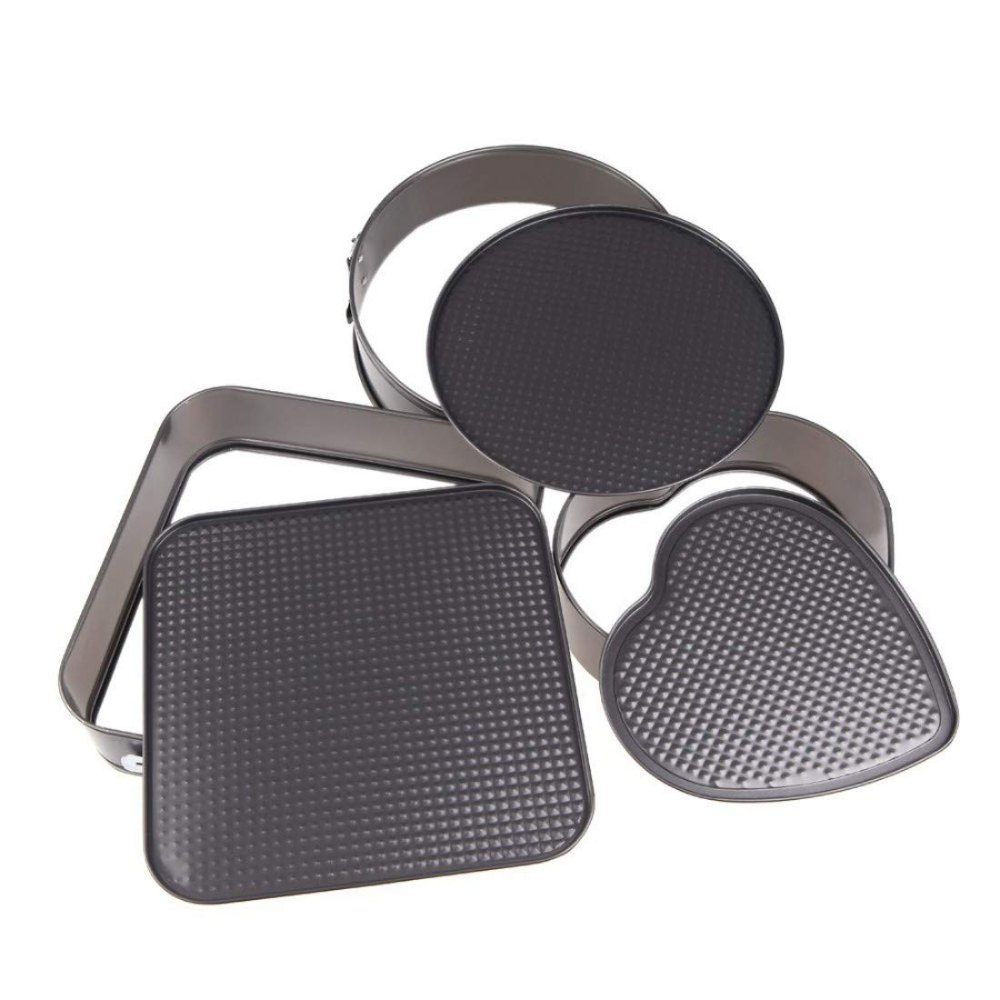 Black Aluminium Heart/Round/Square Shaped Springform Non Stick Baking Pan (Pack of 3)