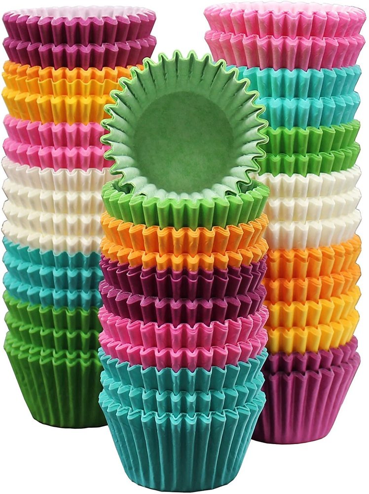 Muffin Cupcake Cases Liners - Pack of 500 Pieces, Multi Color & Design, Inside Outside Finish: Paper