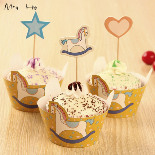 Cute Lovely Horse Cupcake Wrappers and Picks