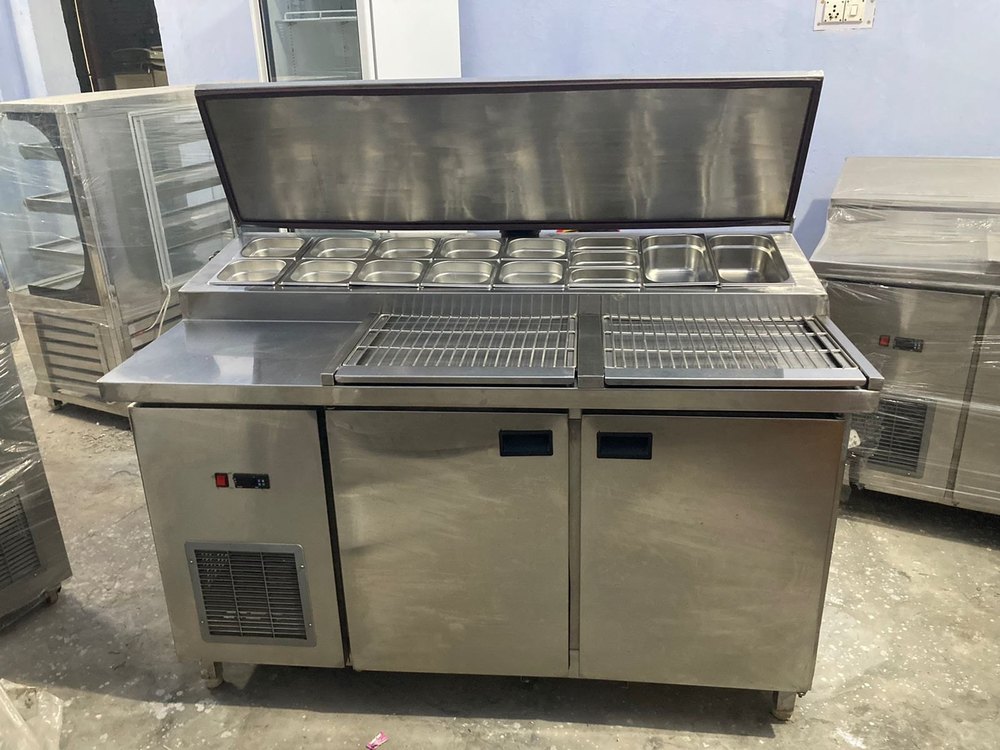 Stainless Steel Rectangular Undercounter Pizza Make Line, For Commercial Use, Size: 60/30/34+7