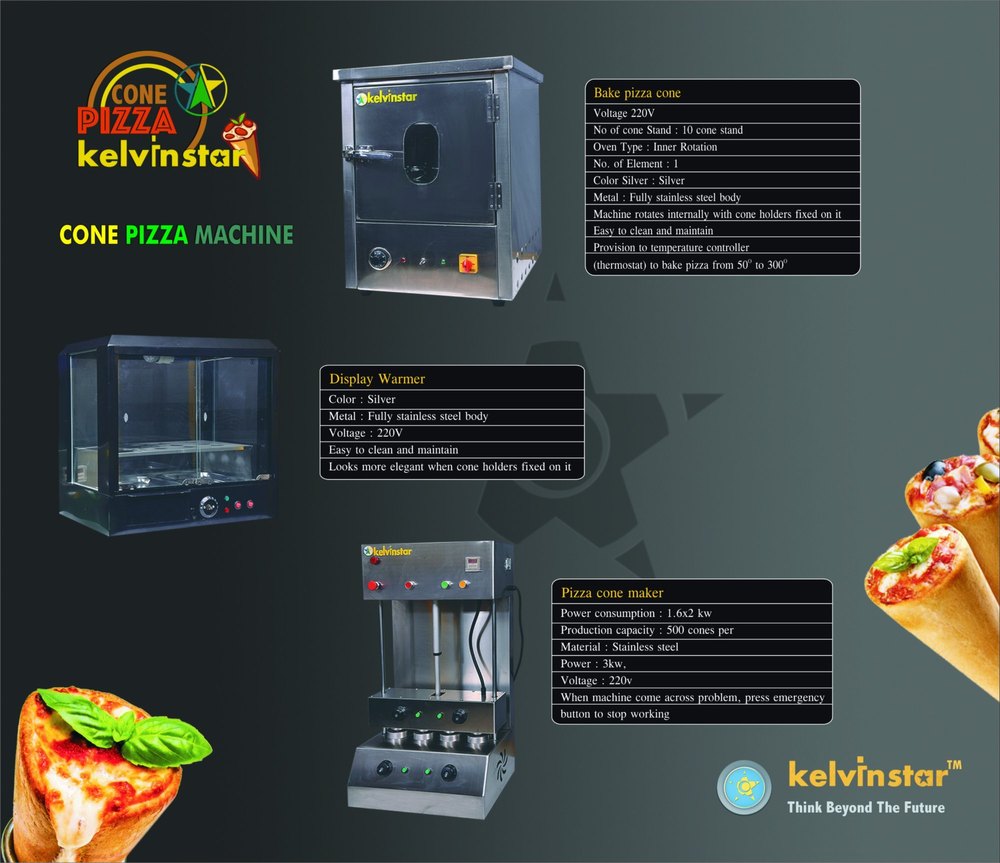 Stainless Steel Rectangular Cone Pizza Machines, For Commercial Use