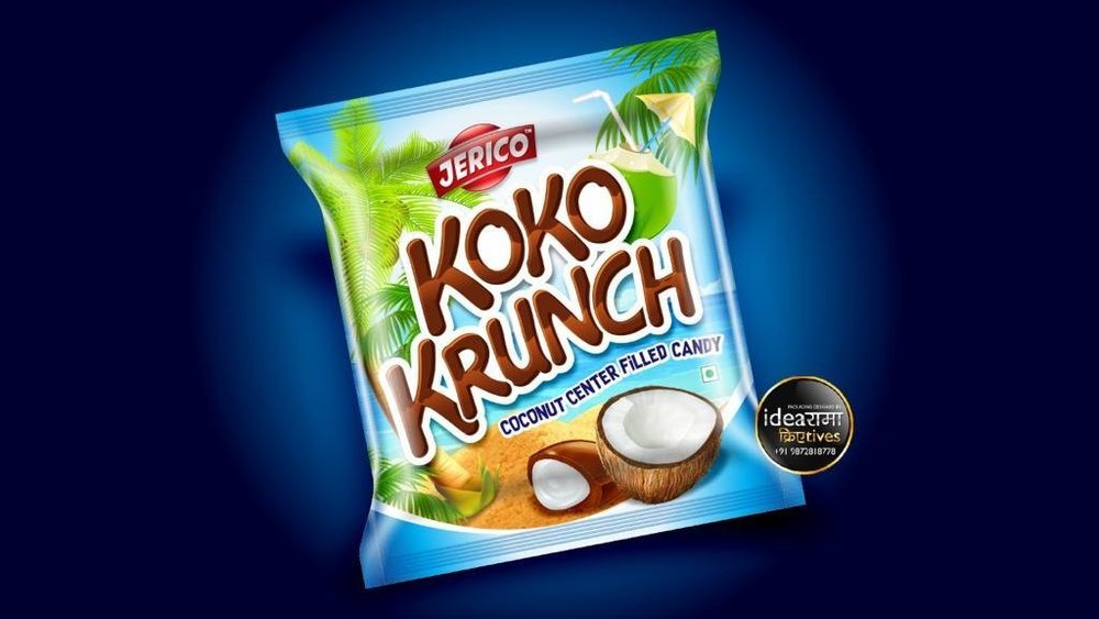 Jerico Round Koko Krunch Coconut Center Filled Candy, Packaging Type: Packet