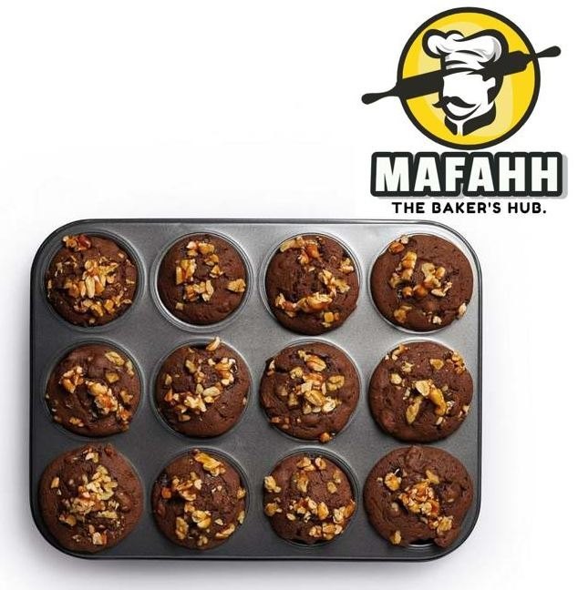 Muffin Cup Cake Tray for 12 Muffins Cupcake Baking Mould Tray Non Stick Bakeware Tool Black