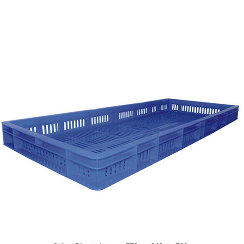 Blue Rectangular Plastic Fish Crates for Fishery, Capacity: 30 - 50 kg