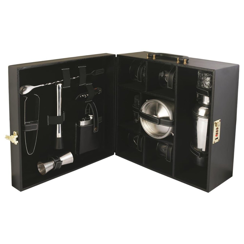 Black Abrazo Bar Glass With Ice Bucket Set, Packaging Type: Box