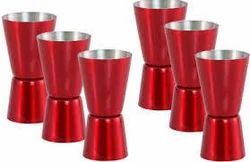 Stainless Steel Red Coloured Jigger Set Of 6 Pcs