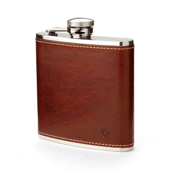 A.V.Enterprises Brown Leather Hip Flask 7 oz