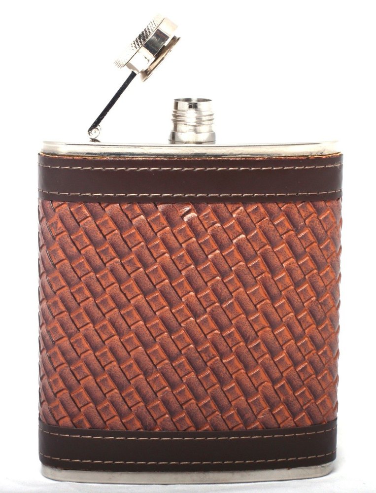 Brown Dotted Leather Hip Flask