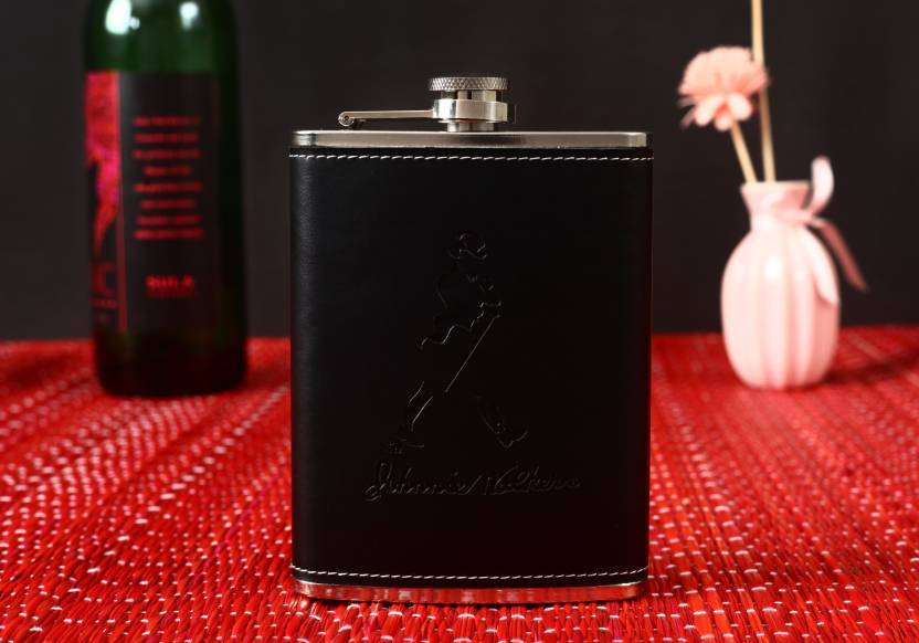 Black Leather Finishing Johnnie Walker Hip Flask