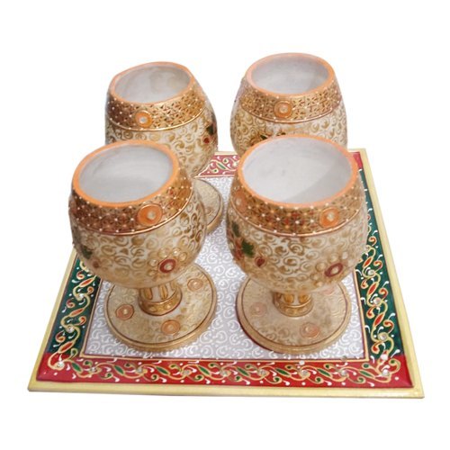 Multicolor Marble Glass Set, Packaging Type: Box