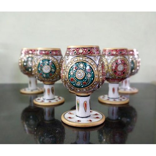 Hand Painted Marble Wine Glass