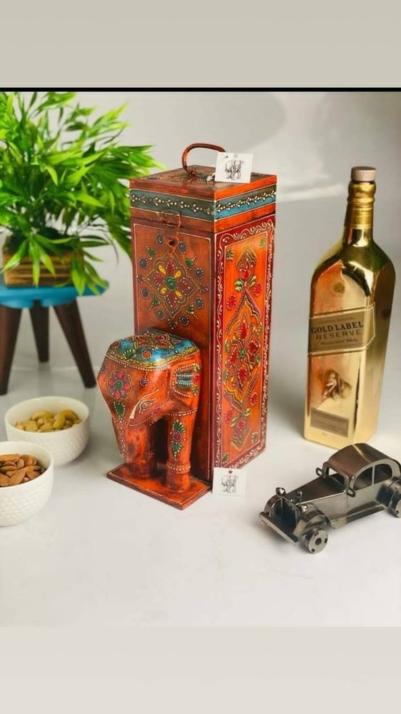 Wooden Wine Bottle Stand Holder elephant theme