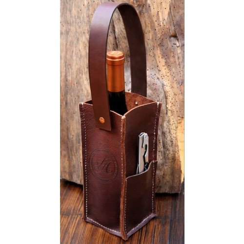 Brown Leather Wine Bottle Cover With Loop Handle, Capacity: 1 Litre