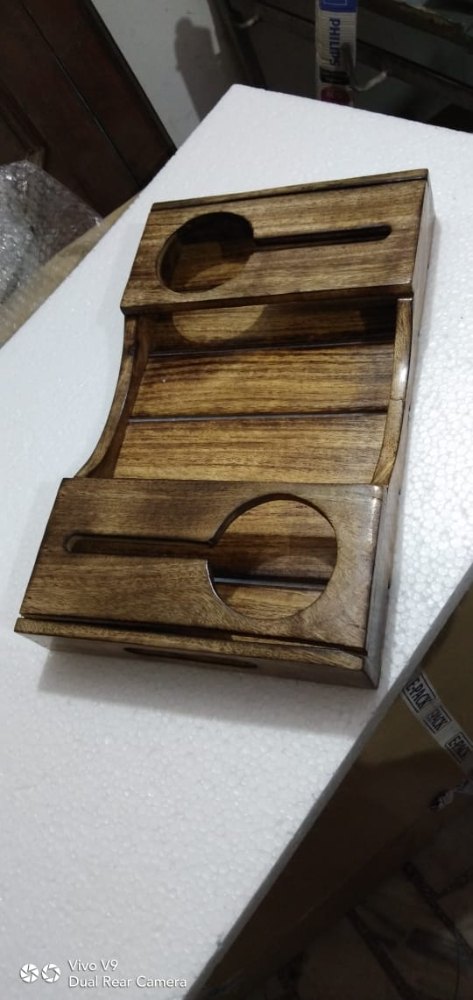 Wood Wine Serving Tray for 2 Wine Bottle