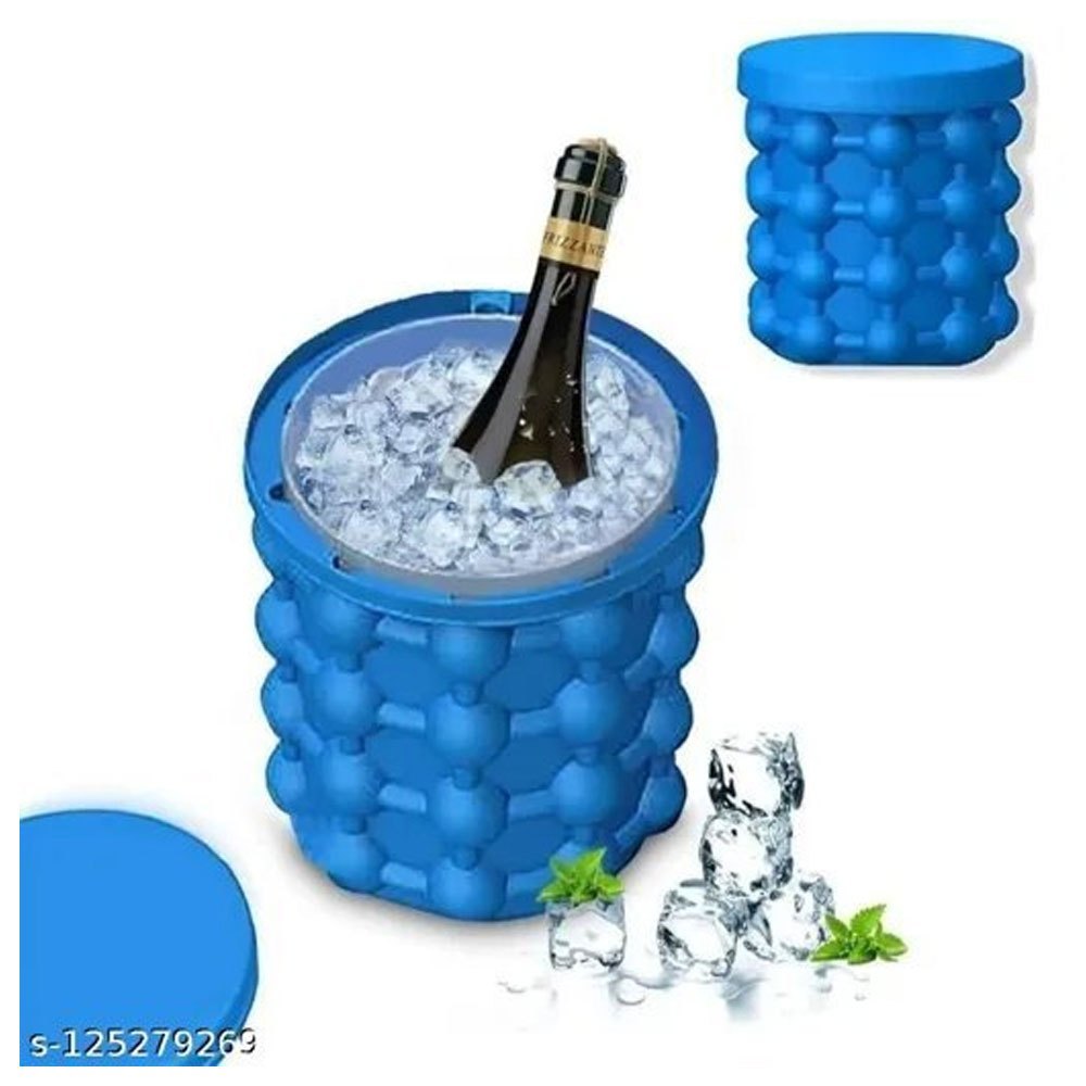 Blue Ice Cube Maker Plastic Bucket, For Home, Size: 13x13x15cm