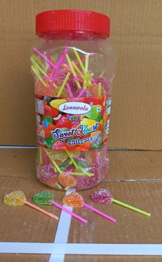 Lollipop Multicolor Heart Shape Stick Jelly, Packaging Type: Plastic Jar