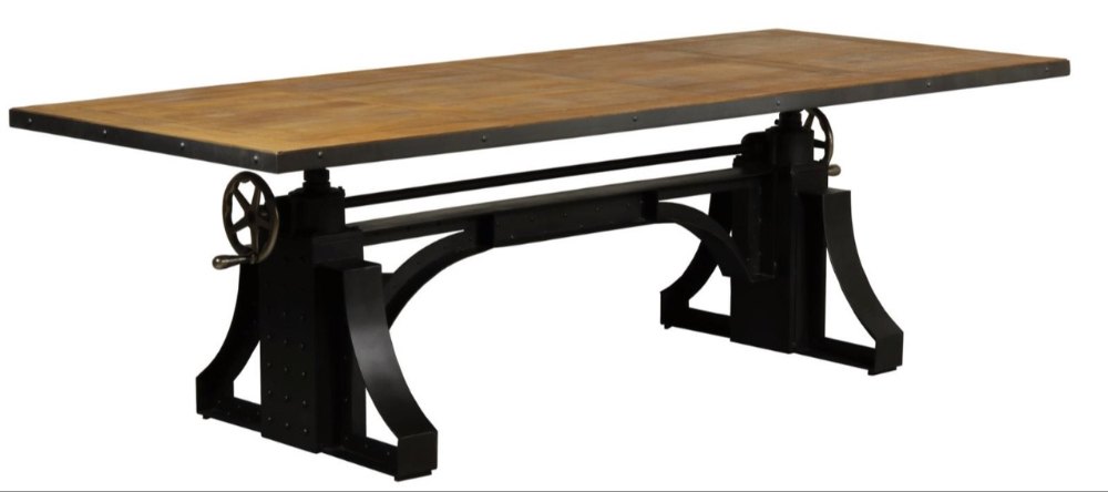 Black Metal Industrial Adjustable Height Dining Table