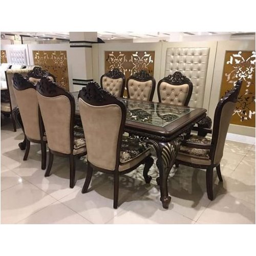 Marble Rectangular 6 Seater Dining Table Set