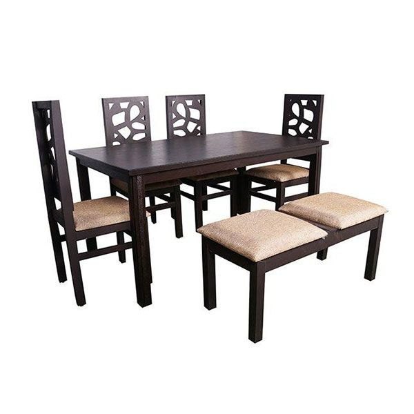 Wooden Rectangular Italian Marble Dining Table, 6 Seater