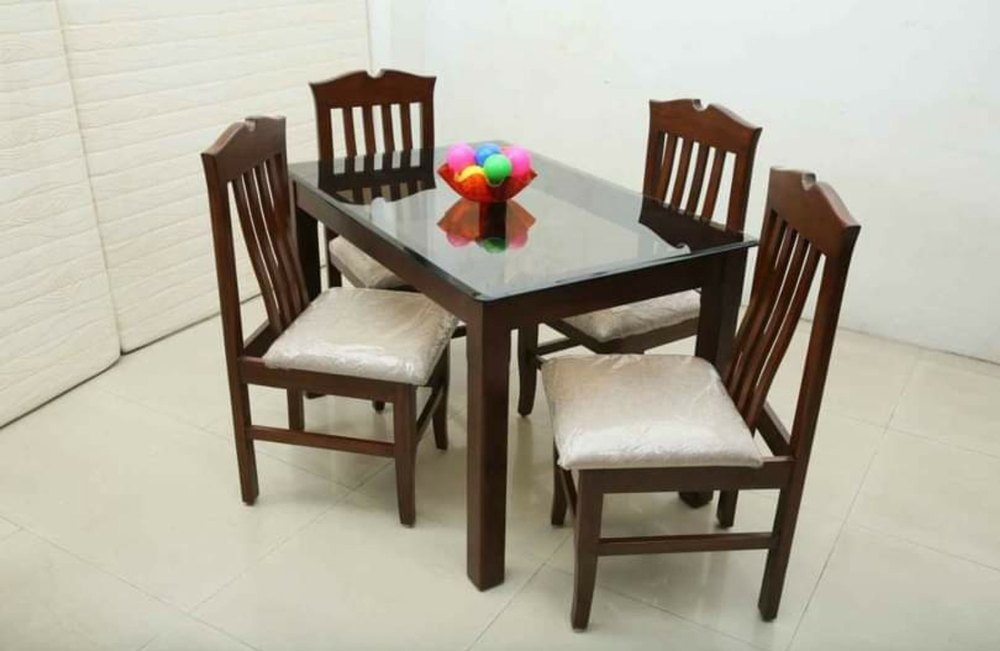 Rectangular Glass Dining Table, 4 Seater