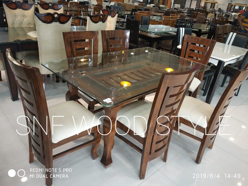 Rectangular Glass Dining Table, 6 Seater