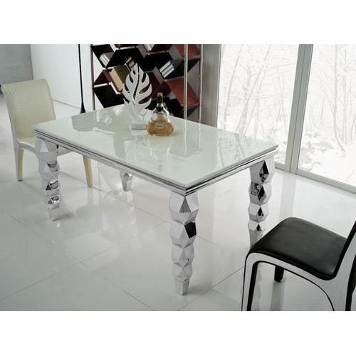 Guar Steels Stainless Steel Glass Dining Table, Size: 6 X 3 Feet, Shape: Rectangular