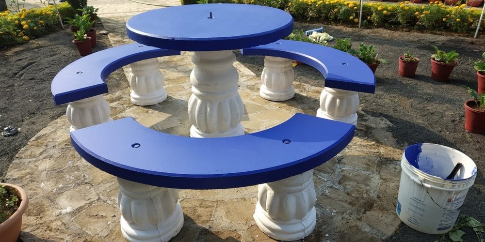 CEMENT Rcc Round Dining Table, 6 Seater