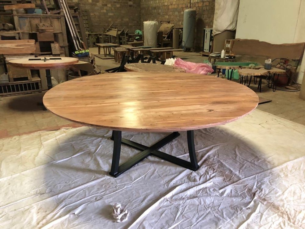 Round Wooden Dining Table, 6 Seater