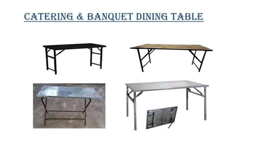 Mild Steel Black Folding Catering Dining Table, Size: 2*4 Ft