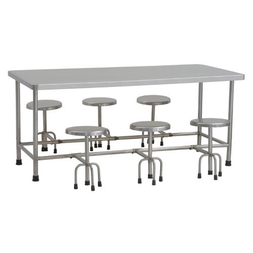 6 Seater Granite Top Dining Table, For Restaurant, Material: Stainless Steel