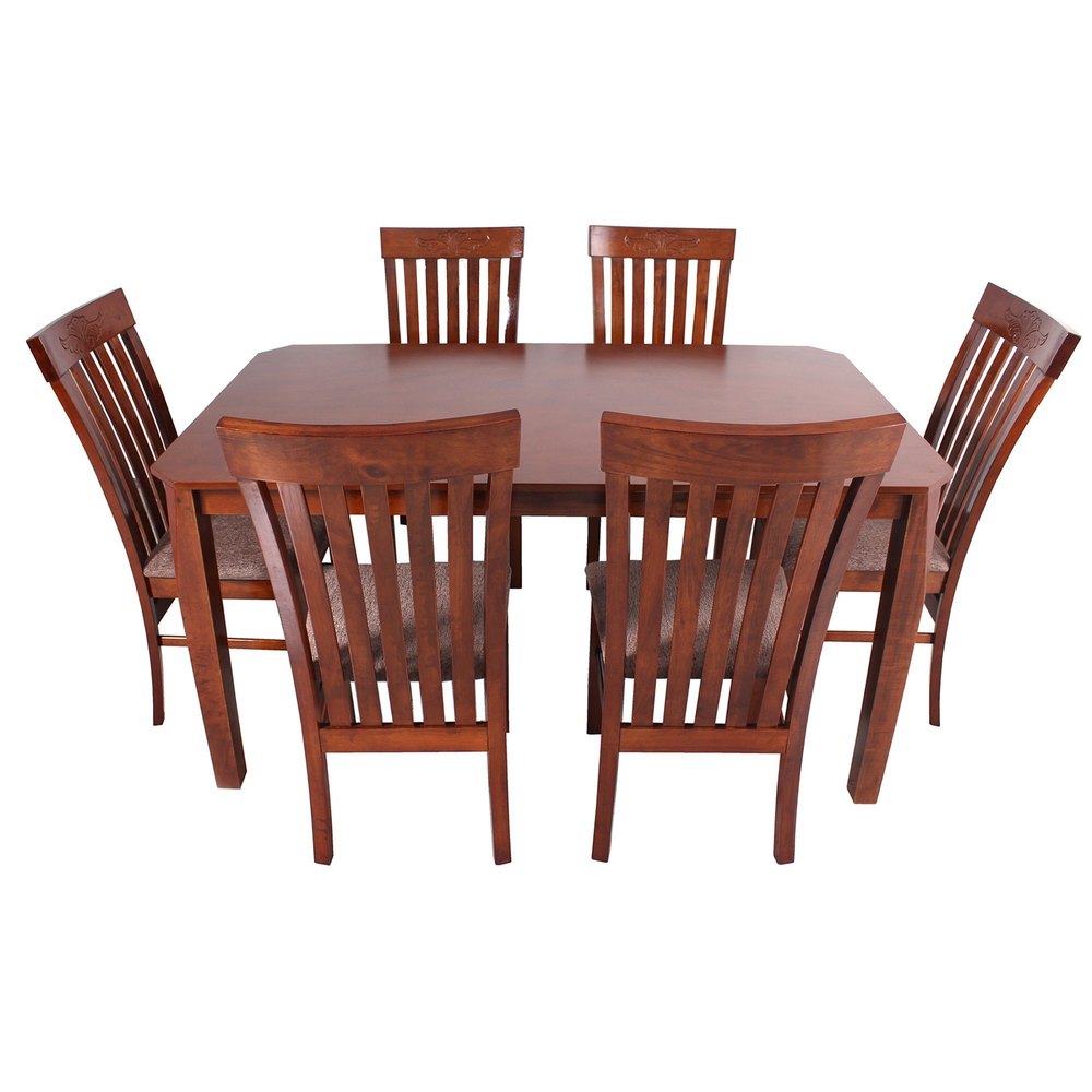 Rubber Wood Dining Table 6 Seater Set