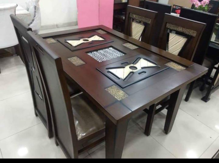 4 Seater Glass Top Teakwood malesiyan wood dining table sett