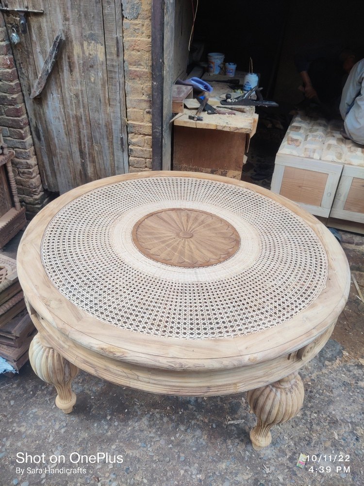 6 Seater Round Dining table with cane