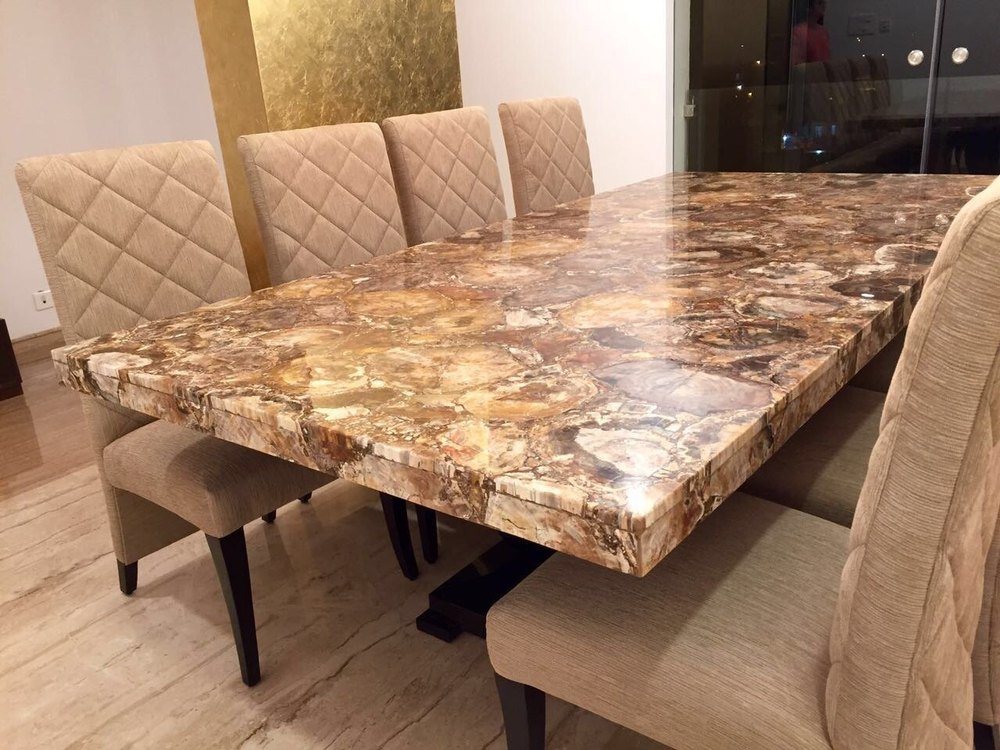 Rectangle Semi Precious Stone Dining Table, For Decoration