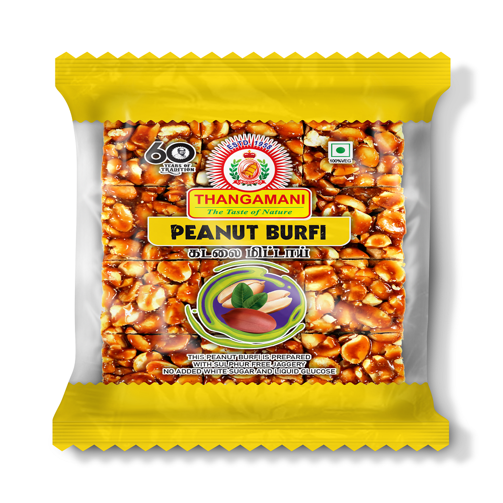 100% 250g Sweet Thangamani Peanut Burfi, Packaging Size: 250gm, Packaging Type: Packet img