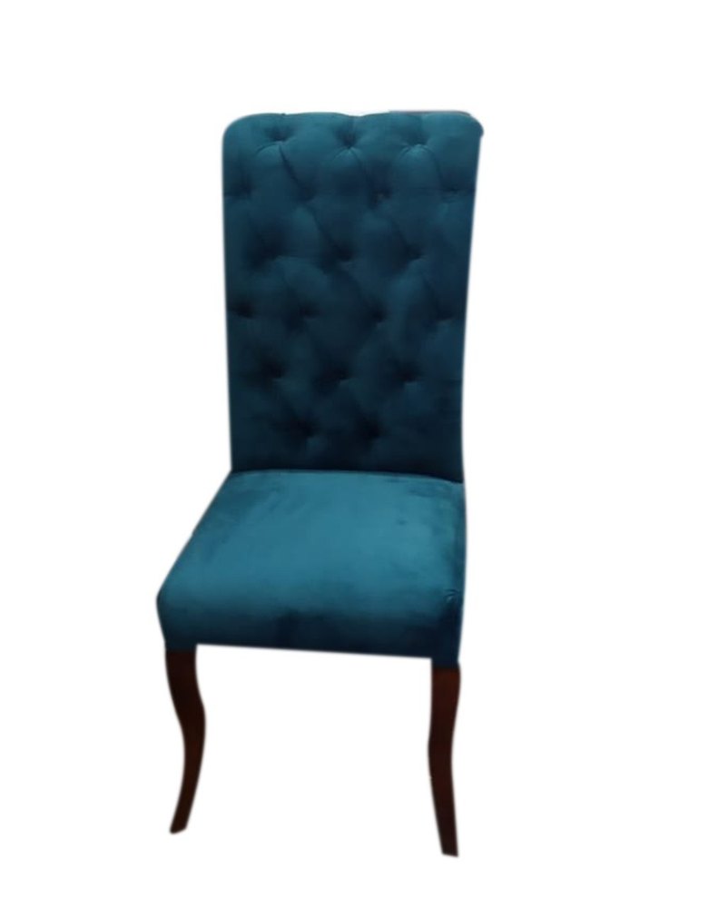 Wooden (frame) Blue Leather Dining Chair