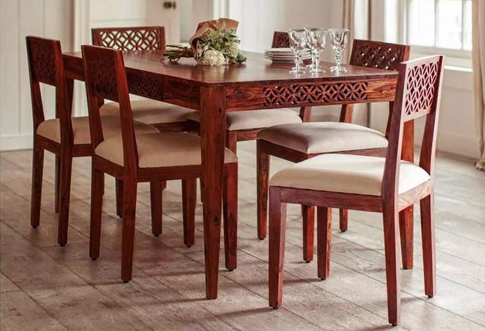 Rectangular Wooden 8 Seater Restaurant Dining Table Set